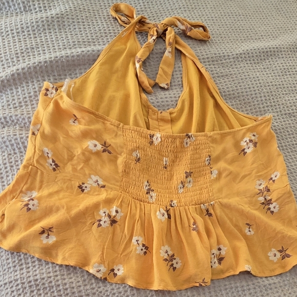 NWT American Eagle Outfitters Mustard Floral Halter Blouse, XXL - Picture 4 of 6